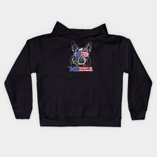 Merica Australian Cattle Dog American Flag Sunglasses Kids Hoodie